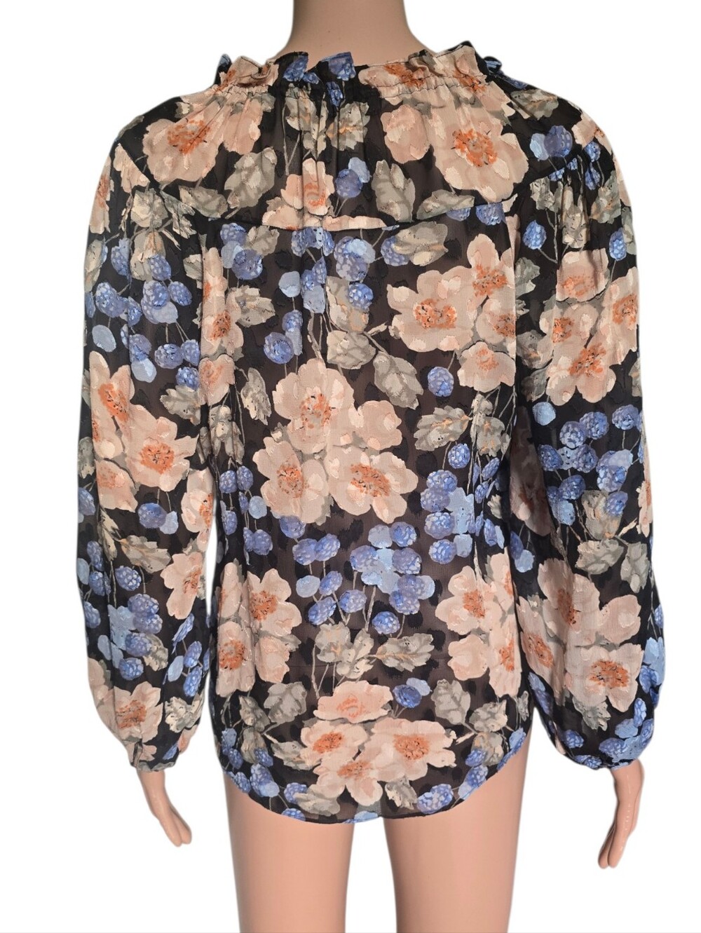 Rebecca Taylor Women's Long Sleeve Floral Blouse Silk Blend - Picture 9 of 13